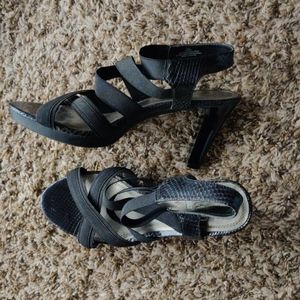 Women's black Impo stretch high heel sandals